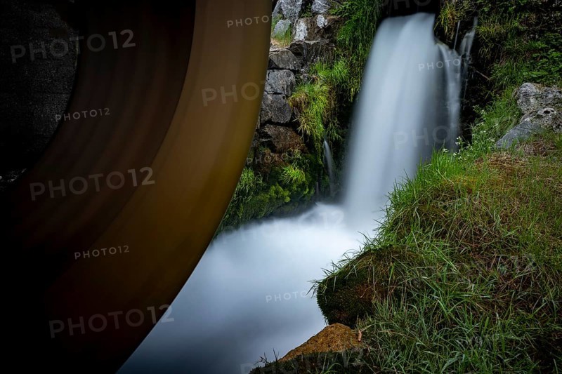 Turning water wheel with small stream