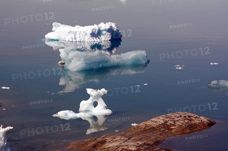 Pieces of ice on a fjord
