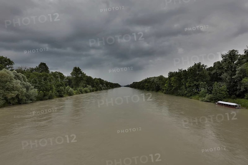 Canalised river at high water