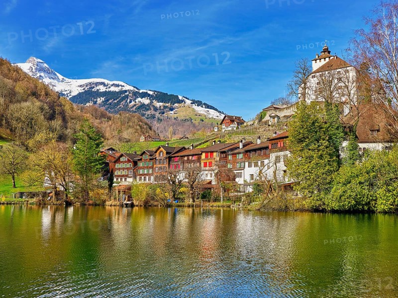 Werdenberg Castle with Old Town on Lake Werdenberg