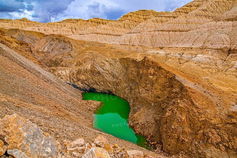 Eroded landscape along the road from Lake Manasarovar to the kingdom of Guge