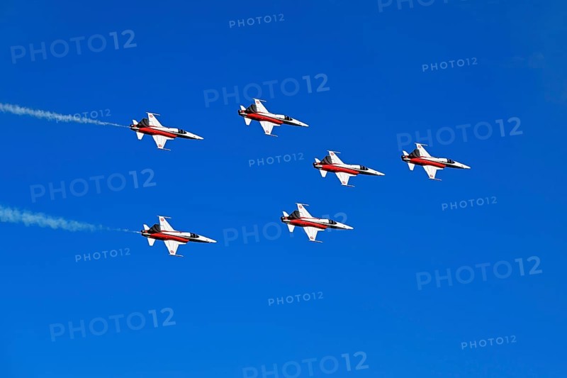 Formation flight of the Patrouille Suisse with the Northrop F-5E Tiger II