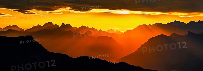 Mountain ranges in the morning light