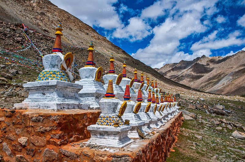 Stupas on the Kailash Kora before Mount Kailash