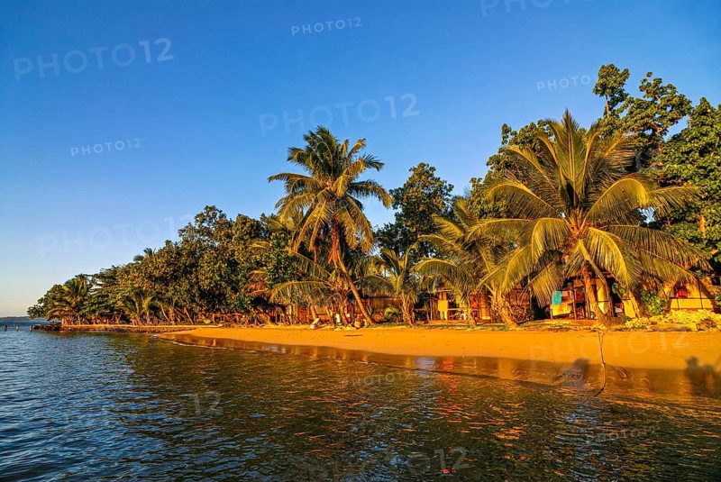 Bungalows at sunset at