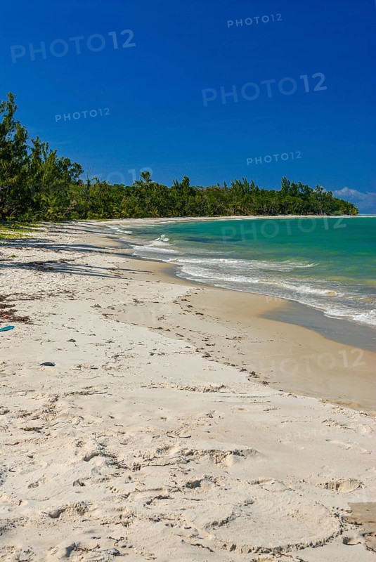 Long white sand beach in the east of the island Ile Sainte-Marie although Nosy Boraha