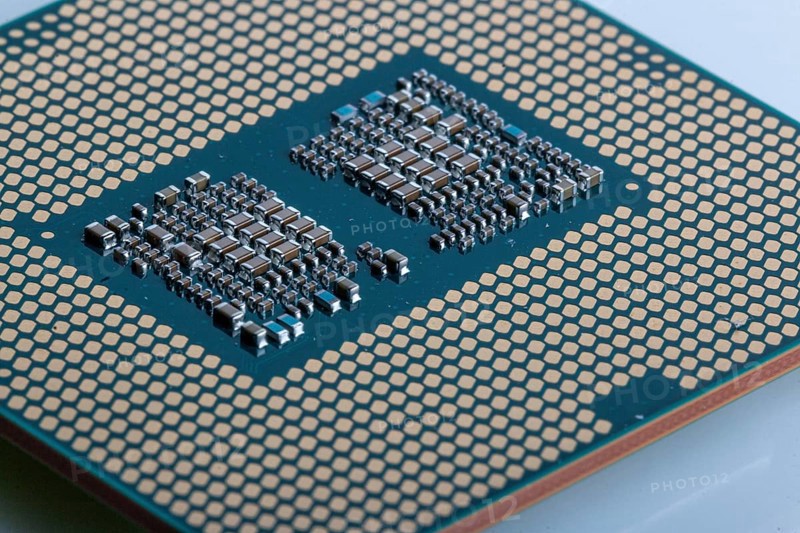 Macro image of the microchips of a modern processor