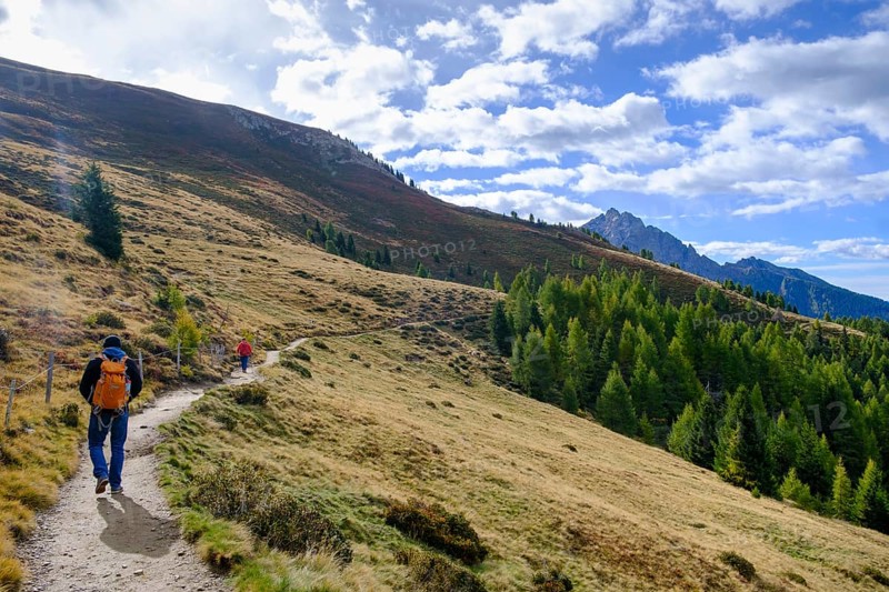 Hikers on the panoramic path to the Staffelalm