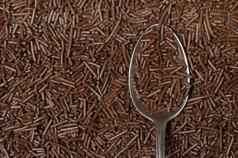 Chocolate sprinkles with teaspoon