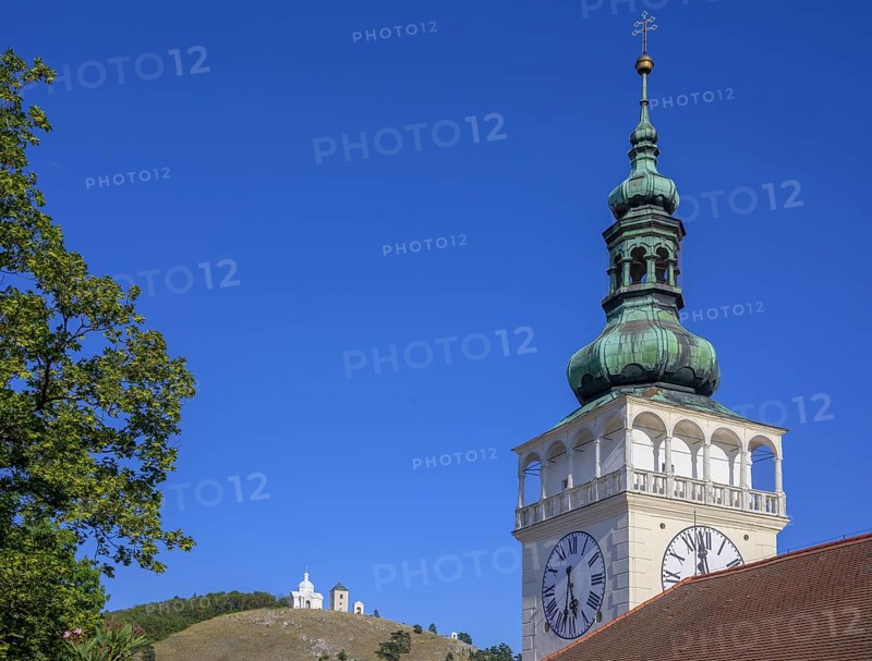 Kostel svateho Vaclava church tower and holy hill