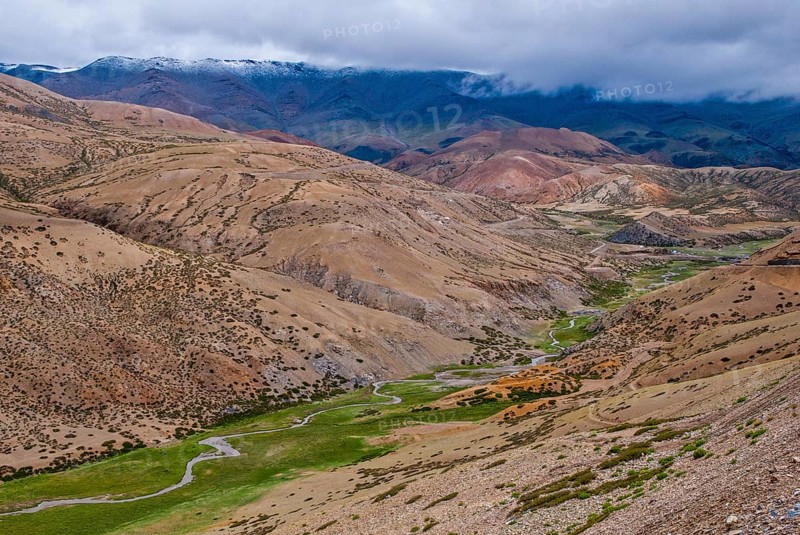 Green creek along the road from Lake Manasarovar to the kingdom of Guge