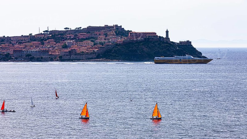 Sailboats in the bay of Portoferraio