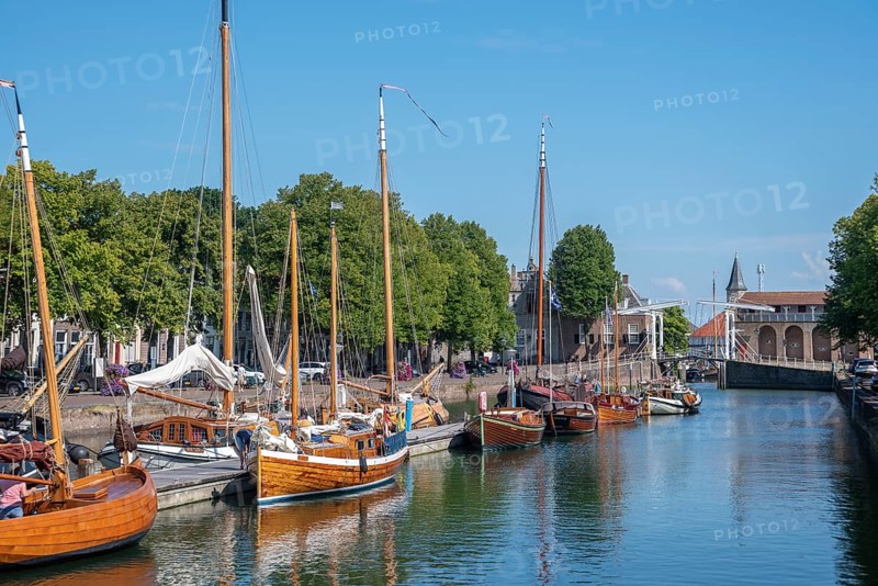 Historic ships in the museum harbour at the Old Harbour