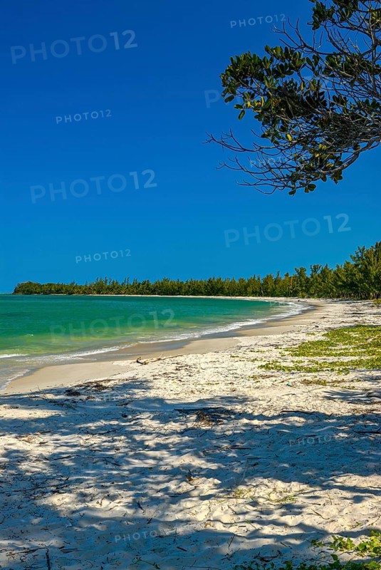 Long white sand beach in the east of the island Ile Sainte-Marie although Nosy Boraha