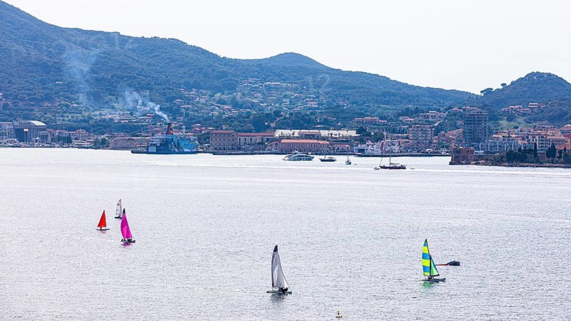 Sailboats in the bay of Portoferraio