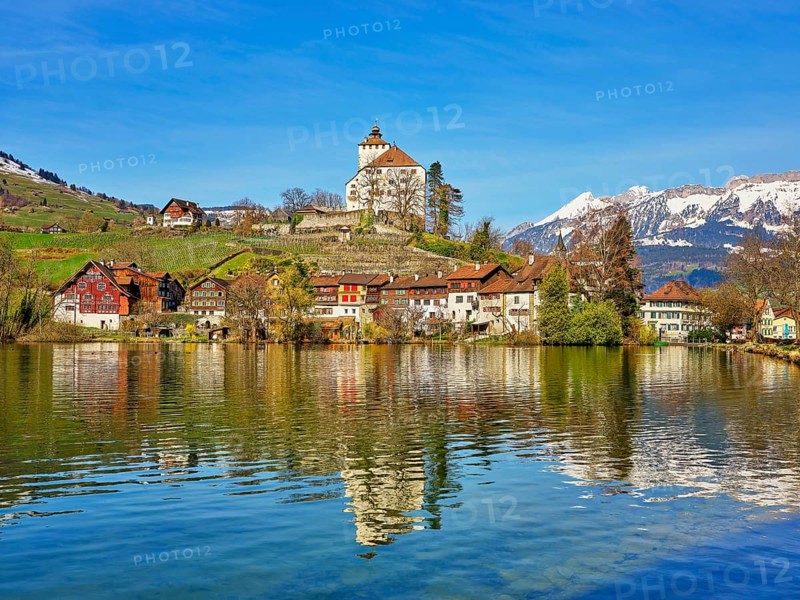 Werdenberg Castle with Old Town on Lake Werdenberg