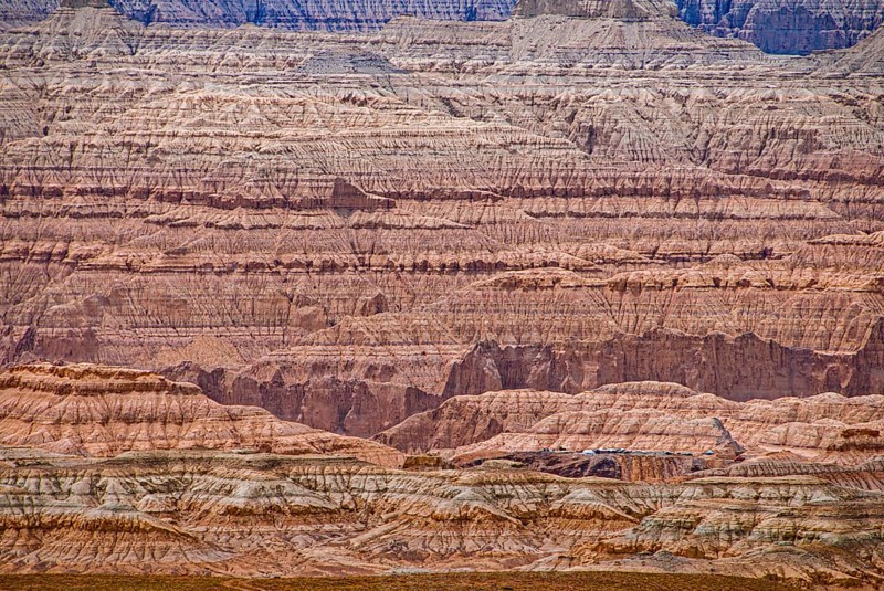 Eroded landscape along the road from Lake Manasarovar to the kingdom of Guge