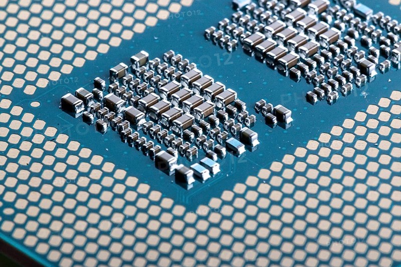 Macro image of the microchips of a modern processor