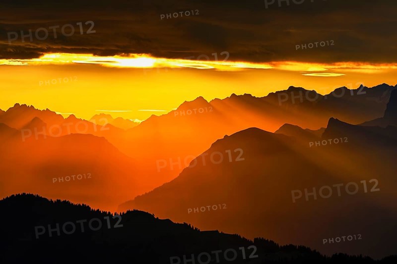 Mountain ranges in the morning light