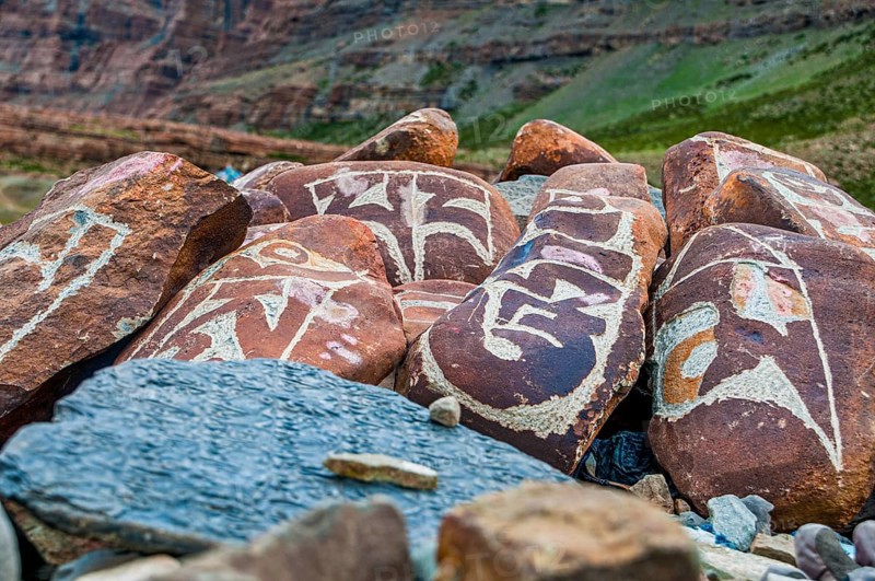 Praying stones on the Kailash Kora
