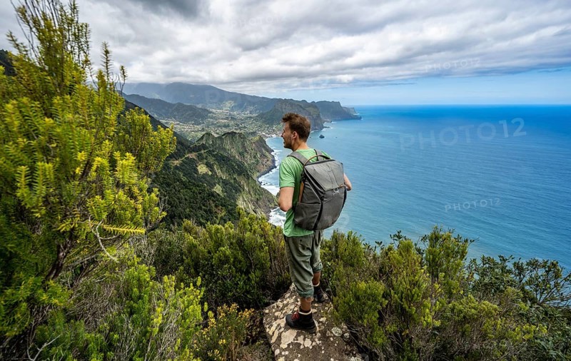 Hiker standing on a rock