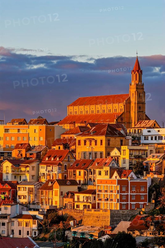 View over the capital Antananarivo with the cathedral