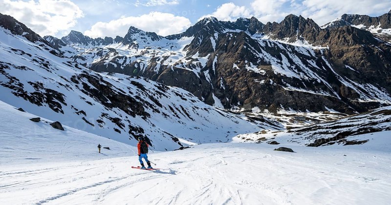 Ski tourers on the descent