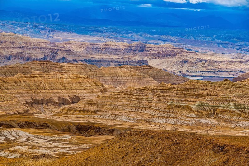 Eroded landscape along the road from Lake Manasarovar to the kingdom of Guge