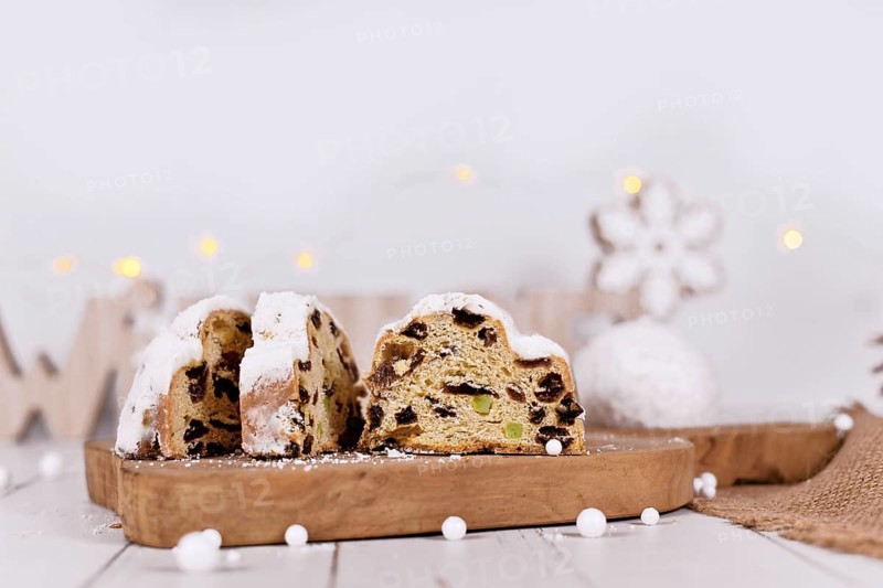 Slices of German Stollen cake