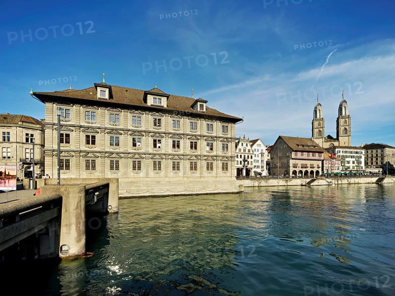 City Hall and Grossmuenster on the River Limmat