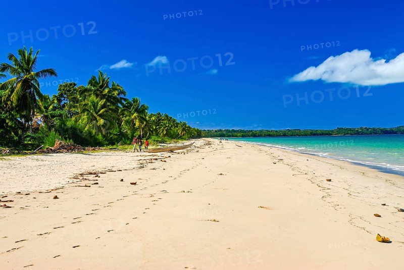 Long white sand beach in the north of the island Ile Sainte-Marie although Nosy Boraha