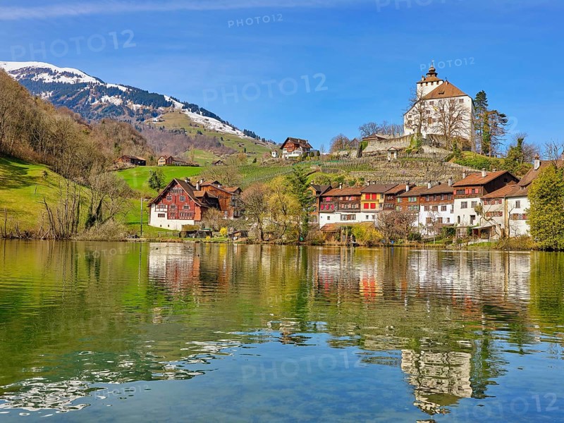 Werdenberg Castle with Old Town on Lake Werdenberg
