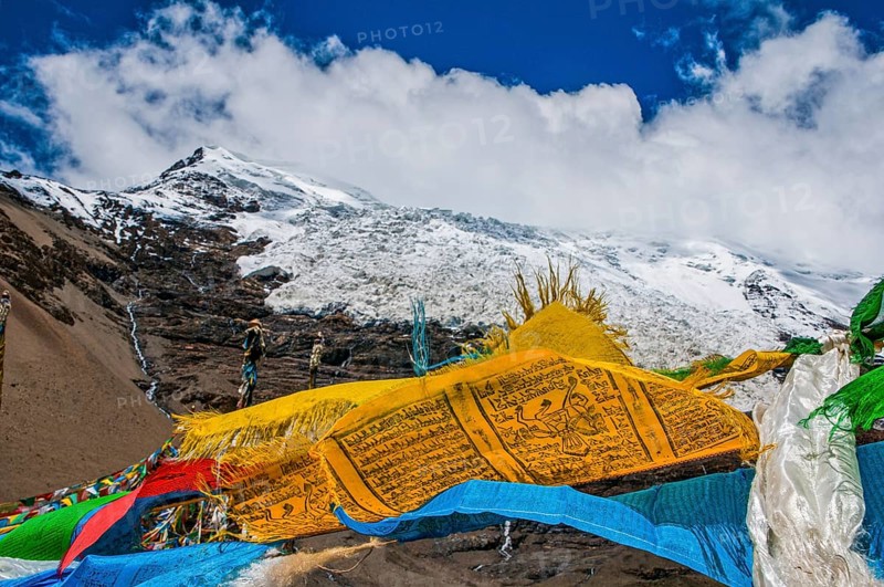 Praying flags on the Karo-La Pass along the Friendship Highway