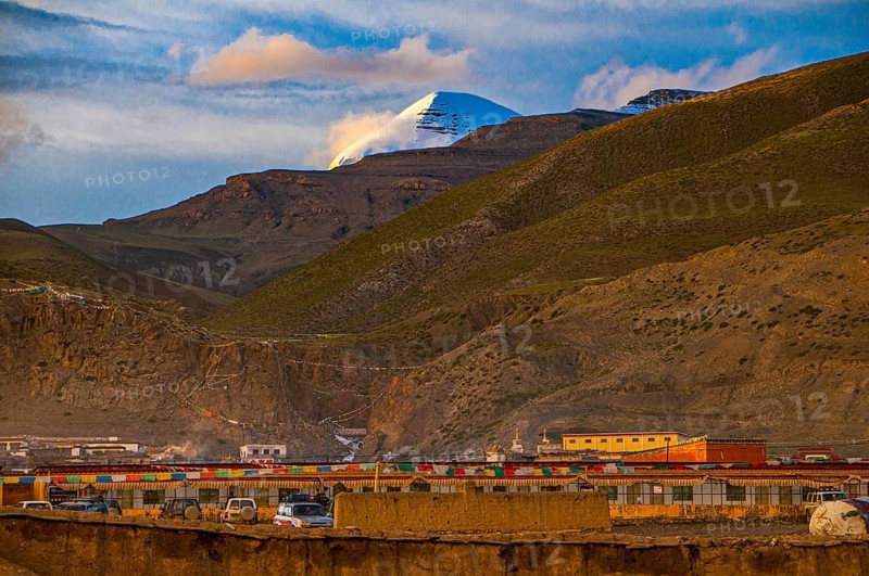 The holy mount Kailash seen from Darchen Western Tibet