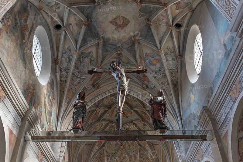 Crucifixion group below the vault of the monastery church of St. Lambert
