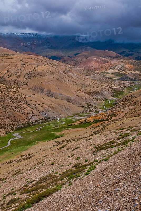 Green creek along the road from Lake Manasarovar to the kingdom of Guge
