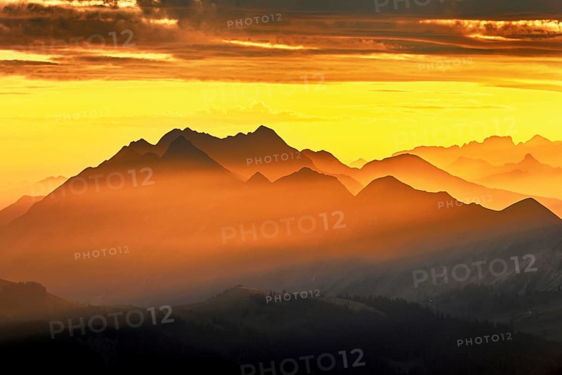Mountain ranges in the morning light