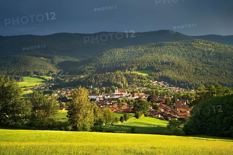 View of the small town of Lam and the surrounding landscape