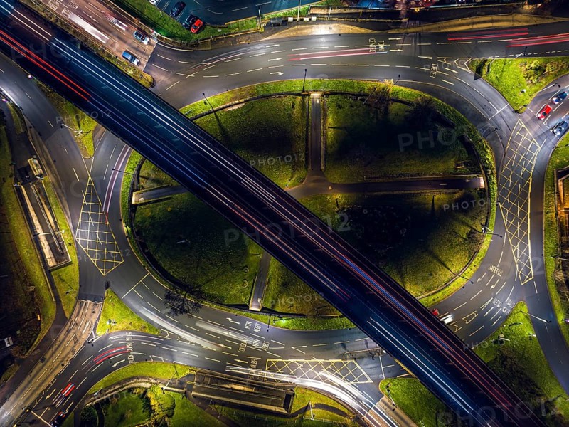Top Down view over Penn Inn Flyover and Roundabout in Newton Abbot