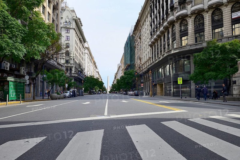 Avenida Corrientes street with obelisk in the background