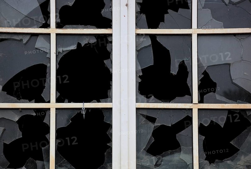 Broken window pane