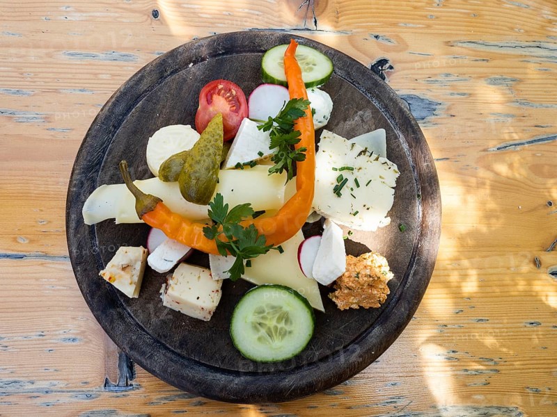 Appetisingly arranged cheese platter