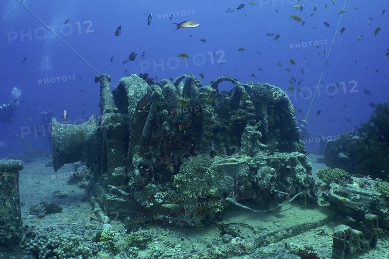Anchor winch of the Thistlegorm from the Second World War. Dive site Thistlegorm wreck