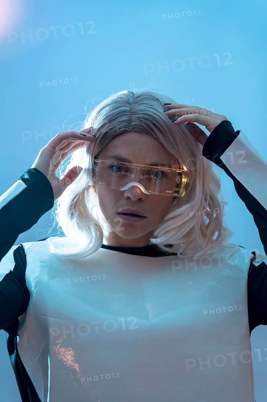 Portrait of woman with the futuristic glasses