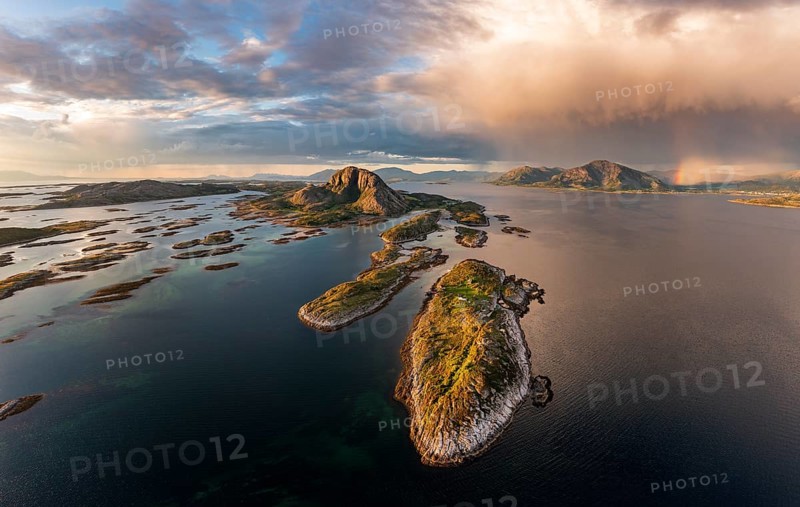 Mount Torghatten with surrounding islands