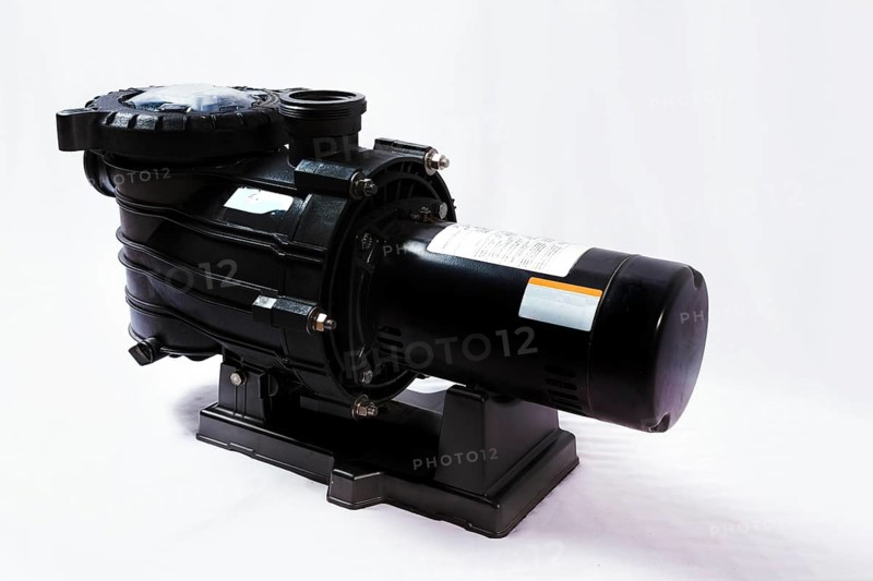 Pool water pump on isolated background. Sand filter pump for swimming pool on isolated background. Compressor for pool cleaning isolated