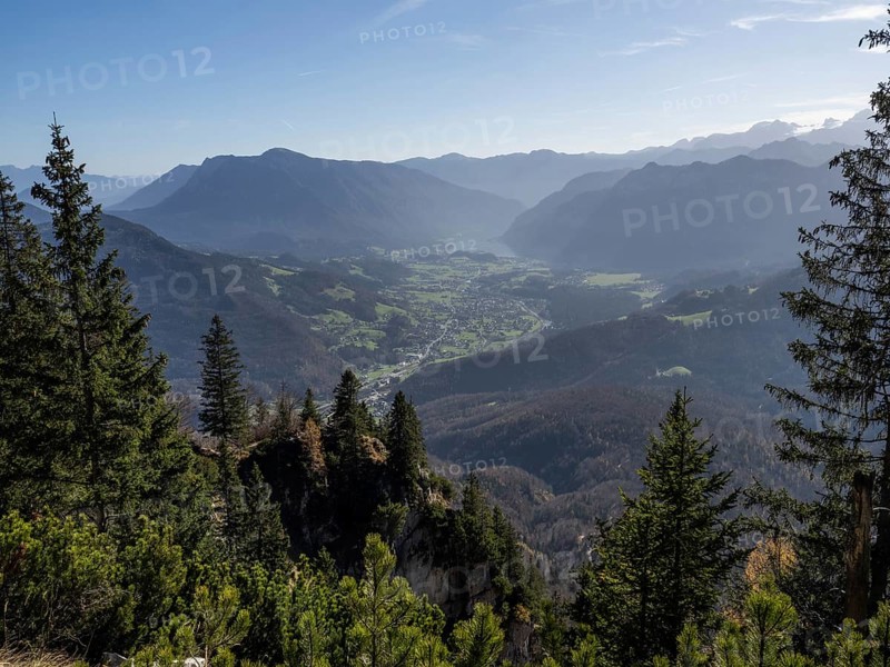 View from Mount Katrin of Bad Goisern and Lake Hallstatt