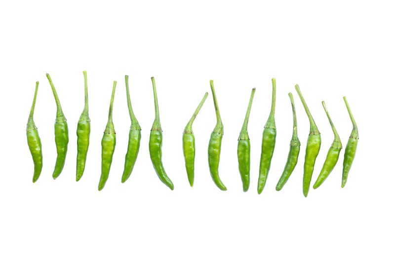 Small green chillies also known as Capsicum annuum