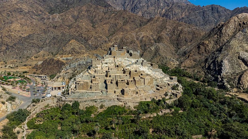 Aerial of Zee Al-Ayn historic mountain village