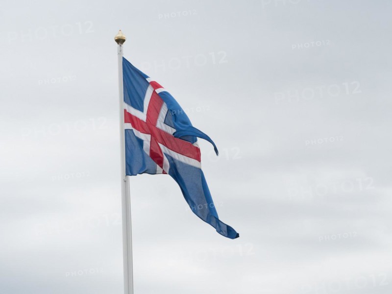 Icelandic flag waving in the wind